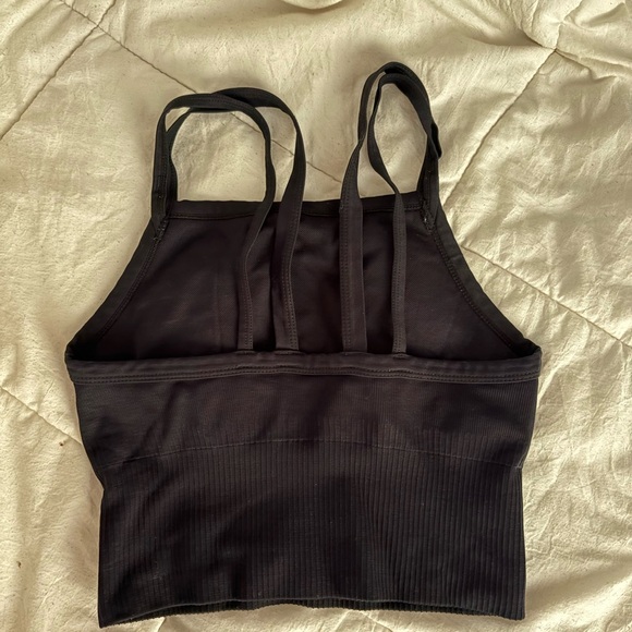 Black Ribbed Crop Top - Picture 2 of 2
